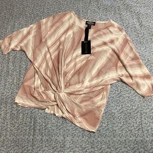 OLIVIA Ruched Criss-Cross Angel Wing Drape Top Large